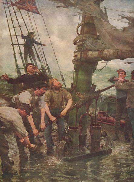 Henry Scott Tuke ALL HANDS TO THE PUMPS oil painting picture